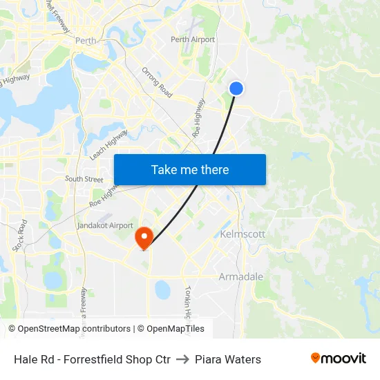 Hale Rd - Forrestfield Shop Ctr to Piara Waters map