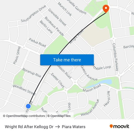 Wright Rd After Kellogg Dr to Piara Waters map