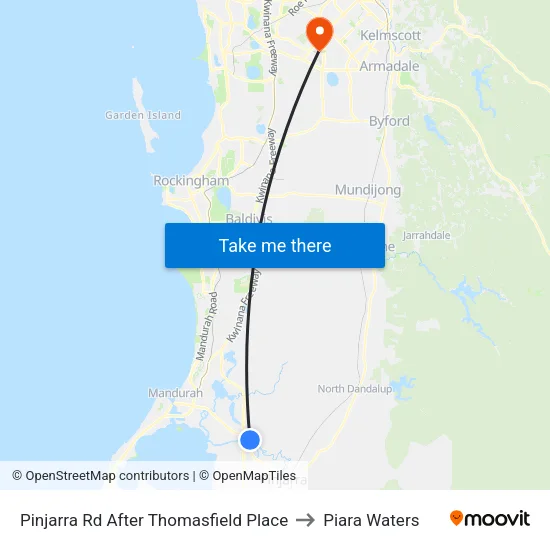 Pinjarra Rd After Thomasfield Pl to Piara Waters map