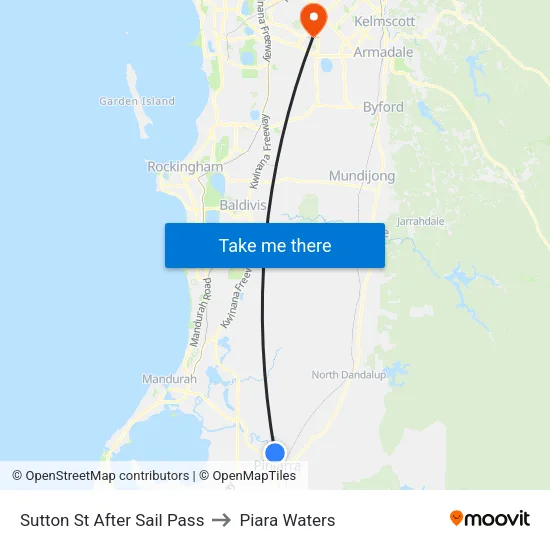Sutton St After Sail Pass to Piara Waters map