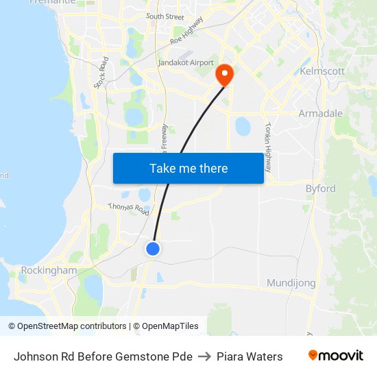 Johnson Rd Before Gemstone Pde to Piara Waters map