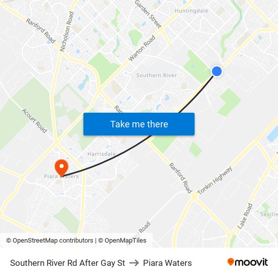 Southern River Rd After Gay St to Piara Waters map