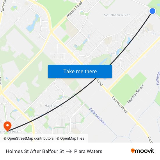 Holmes St After Balfour St to Piara Waters map