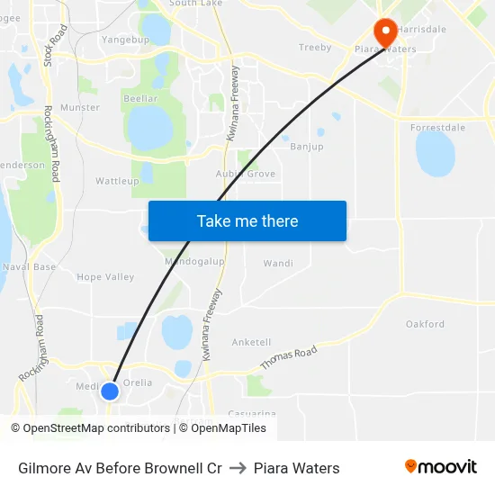 Gilmore Av Before Brownell Cr to Piara Waters map