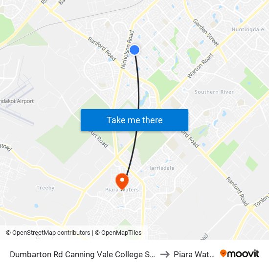 Dumbarton Rd Canning Vale College Stand 1 to Piara Waters map