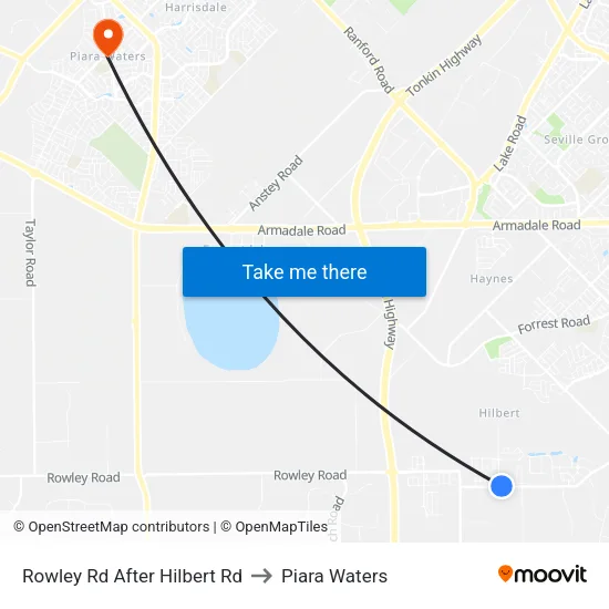 Rowley Rd After Hilbert Rd to Piara Waters map