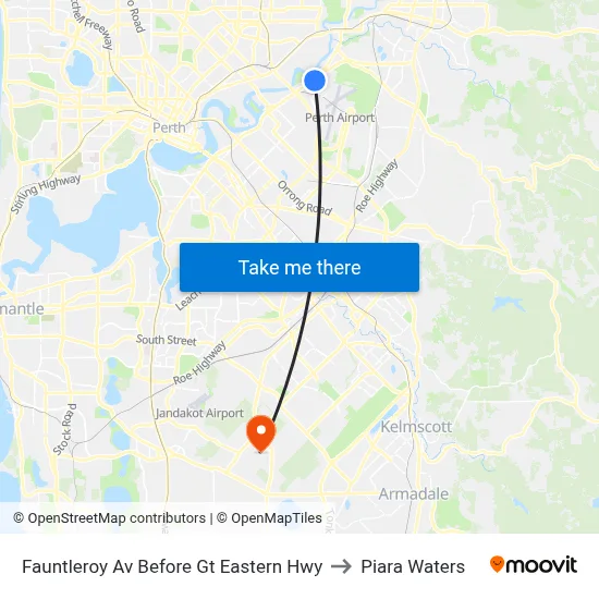 Fauntleroy Av Before Gt Eastern Hwy to Piara Waters map