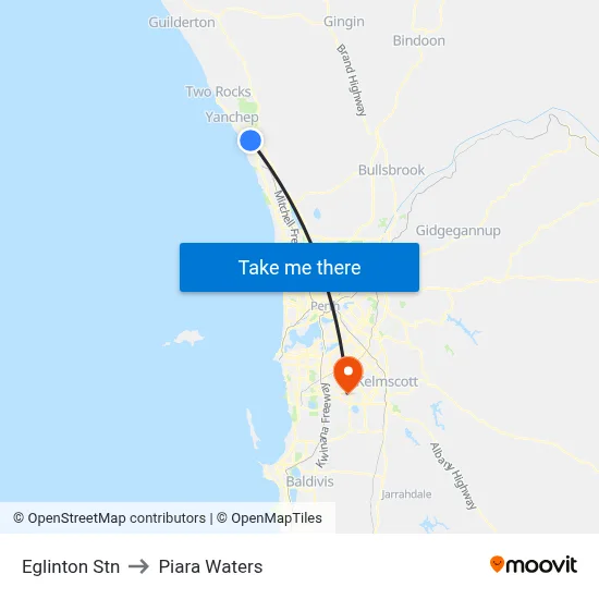 Eglinton Stn to Piara Waters map