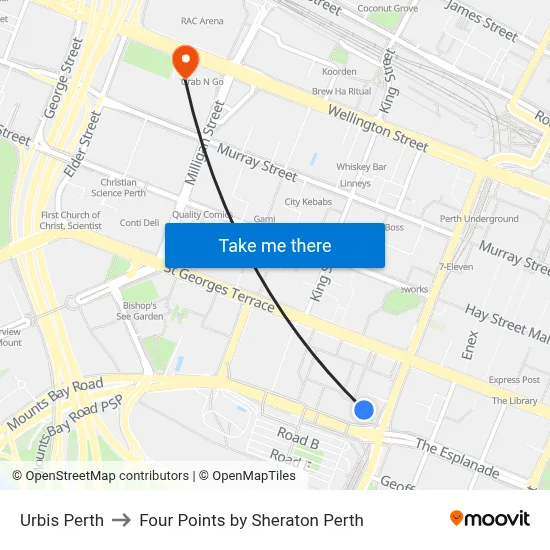 Urbis Perth to Four Points by Sheraton Perth map