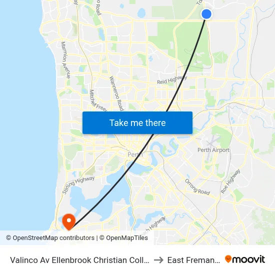 Valinco Av Ellenbrook Christian College to East Fremantle map