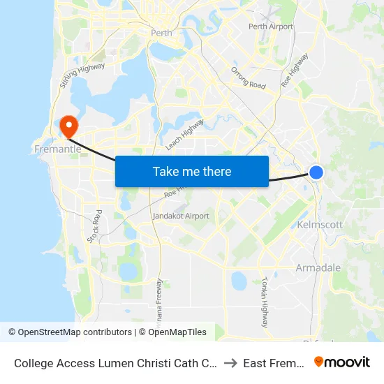 College Access Lumen Christi Cath Col Stand 4 to East Fremantle map