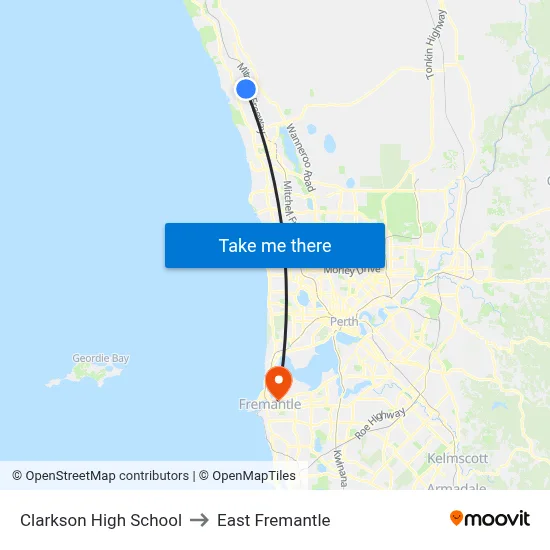 Clarkson High School to East Fremantle map