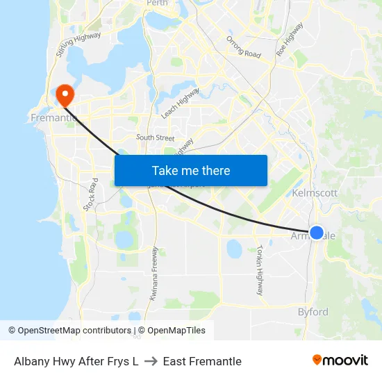 Albany Hwy After Frys L to East Fremantle map