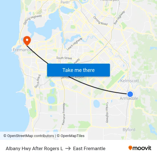 Albany Hwy After Rogers L to East Fremantle map