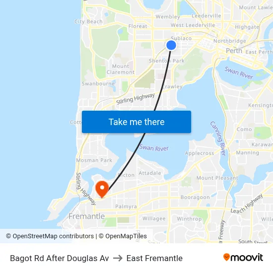Bagot Rd After Douglas Av to East Fremantle map