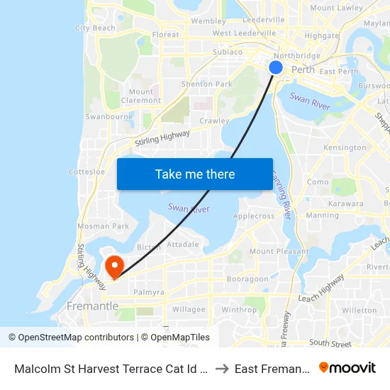 Malcolm St Harvest Terrace Cat Id 29 to East Fremantle map