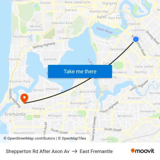 Shepperton Rd After Axon Av to East Fremantle map