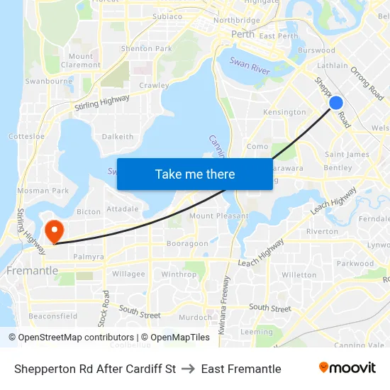 Shepperton Rd After Cardiff St to East Fremantle map