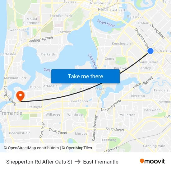 Shepperton Rd After Oats St to East Fremantle map
