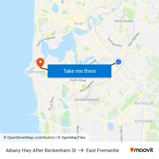 Albany Hwy After Beckenham St to East Fremantle map