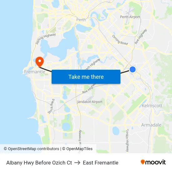 Albany Hwy Before Ozich Ct to East Fremantle map