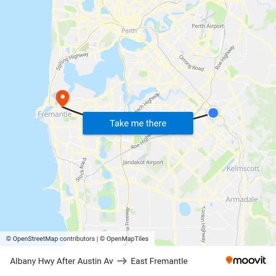 Albany Hwy After Austin Av to East Fremantle map