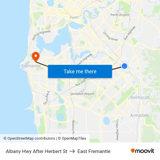 Albany Hwy After Herbert St to East Fremantle map