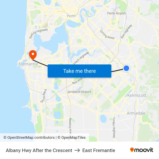 Albany Hwy After the Crescent to East Fremantle map