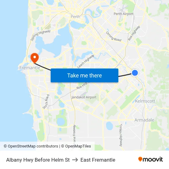 Albany Hwy Before Helm St to East Fremantle map