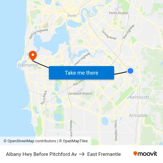 Albany Hwy Before Pitchford Av to East Fremantle map