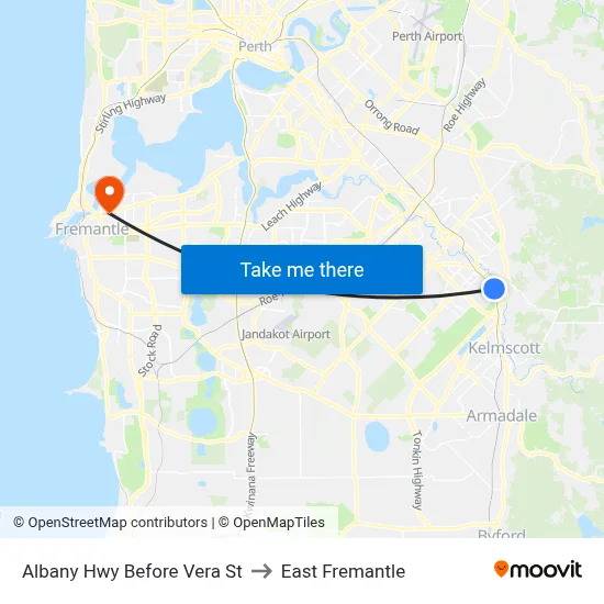 Albany Hwy Before Vera St to East Fremantle map