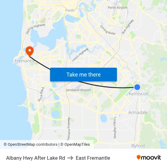 Albany Hwy After Lake Rd to East Fremantle map