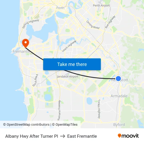Albany Hwy After Turner Pl to East Fremantle map