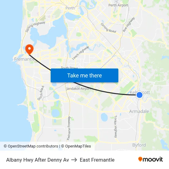 Albany Hwy After Denny Av to East Fremantle map