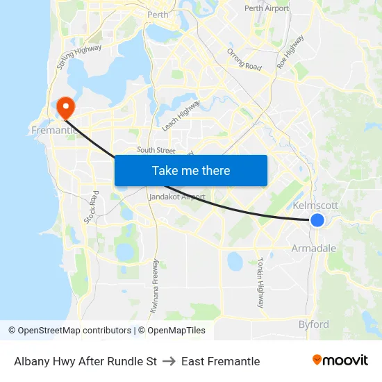 Albany Hwy After Rundle St to East Fremantle map