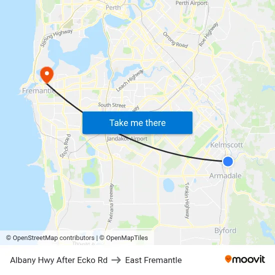 Albany Hwy After Ecko Rd to East Fremantle map