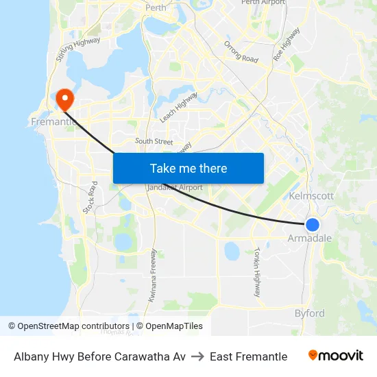 Albany Hwy Before Carawatha Av to East Fremantle map