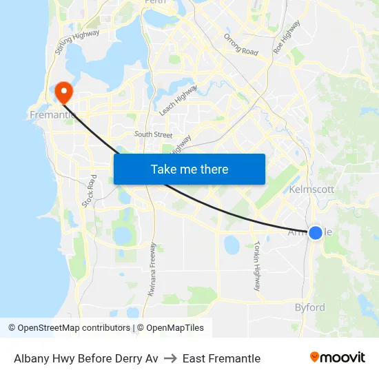 Albany Hwy Before Derry Av to East Fremantle map