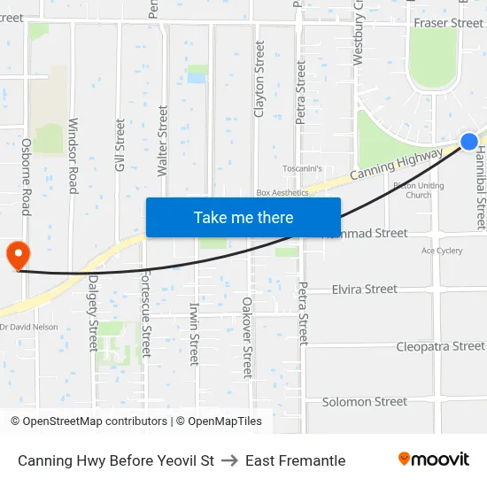 Canning Hwy Before Yeovil St to East Fremantle map