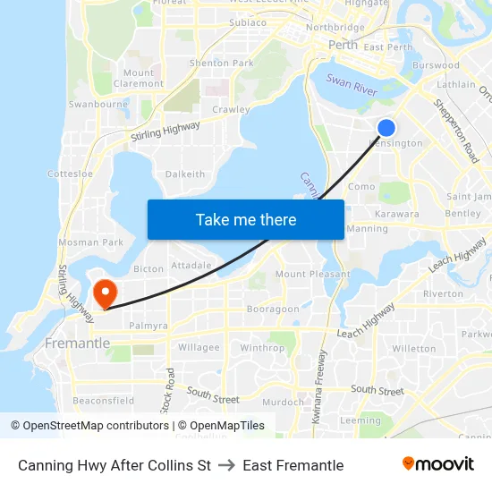 Canning Hwy After Collins St to East Fremantle map