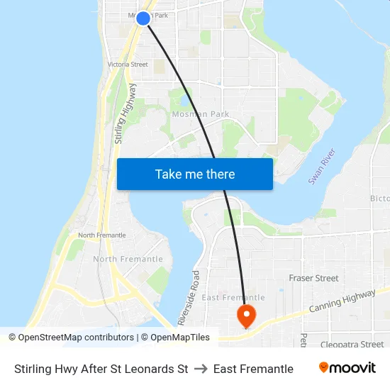 Stirling Hwy After St Leonards St to East Fremantle map