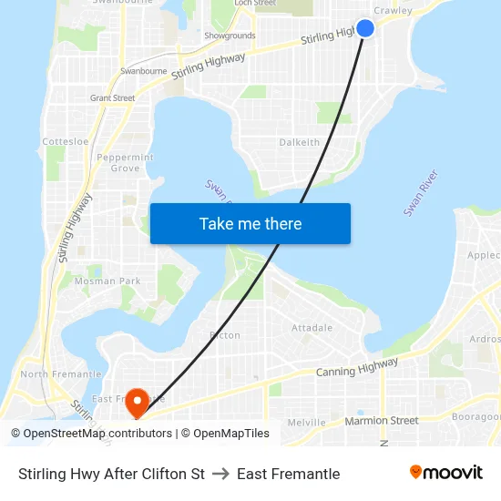 Stirling Hwy After Clifton St to East Fremantle map