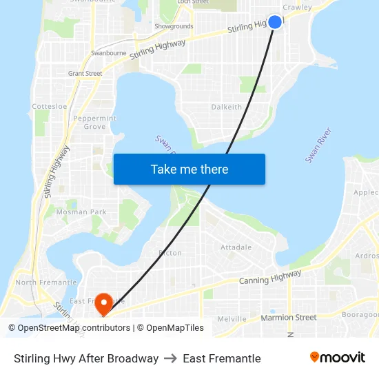 Stirling Hwy After Broadway to East Fremantle map