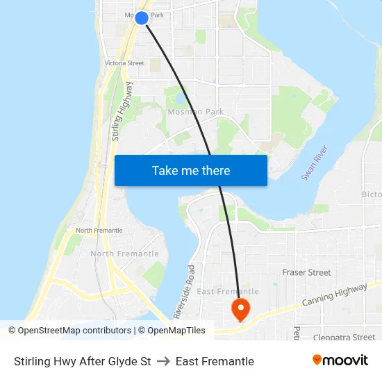 Stirling Hwy After Glyde St to East Fremantle map