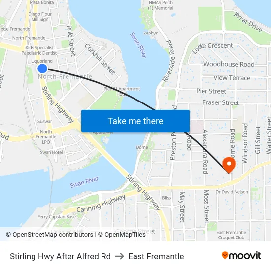 Stirling Hwy After Alfred Rd to East Fremantle map