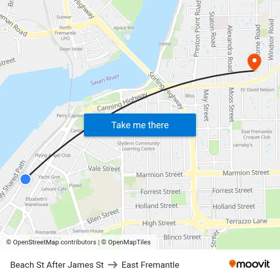 Beach St After James St to East Fremantle map