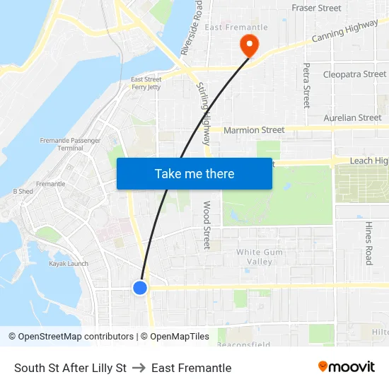 South St After Lilly St to East Fremantle map