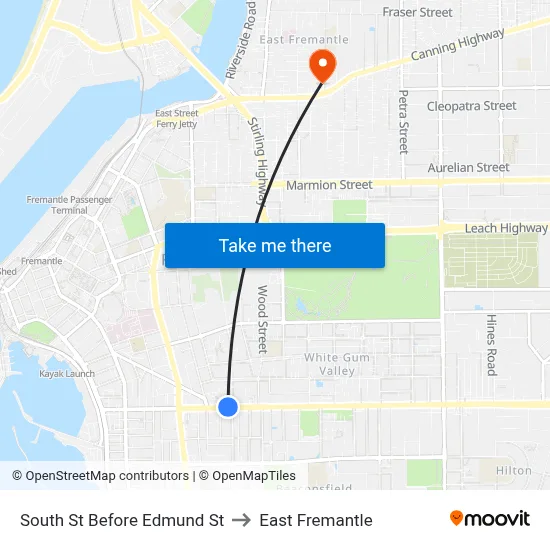 South St Before Edmund St to East Fremantle map