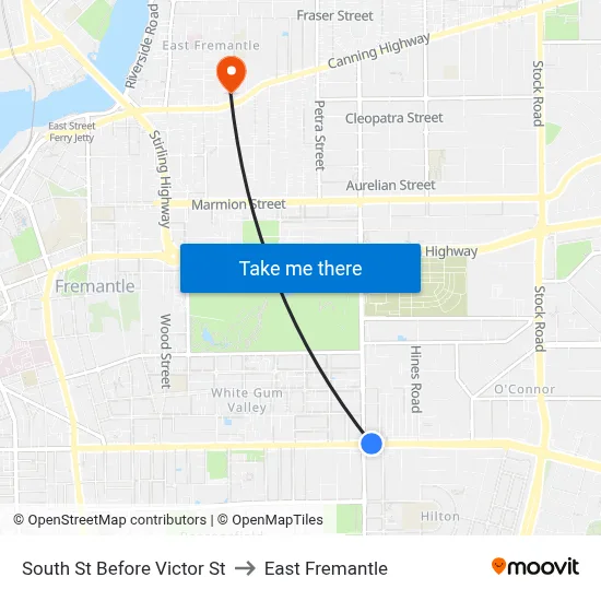 South St Before Victor St to East Fremantle map