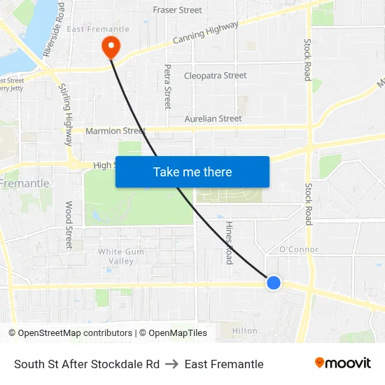 South St After Stockdale Rd to East Fremantle map